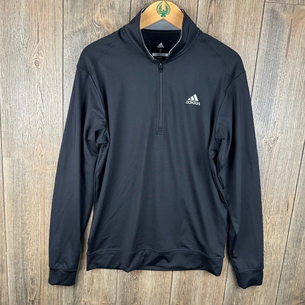 Adidas Golf Quarter Zip Pullover Mock Neck Mens Small Black ADVF20R779